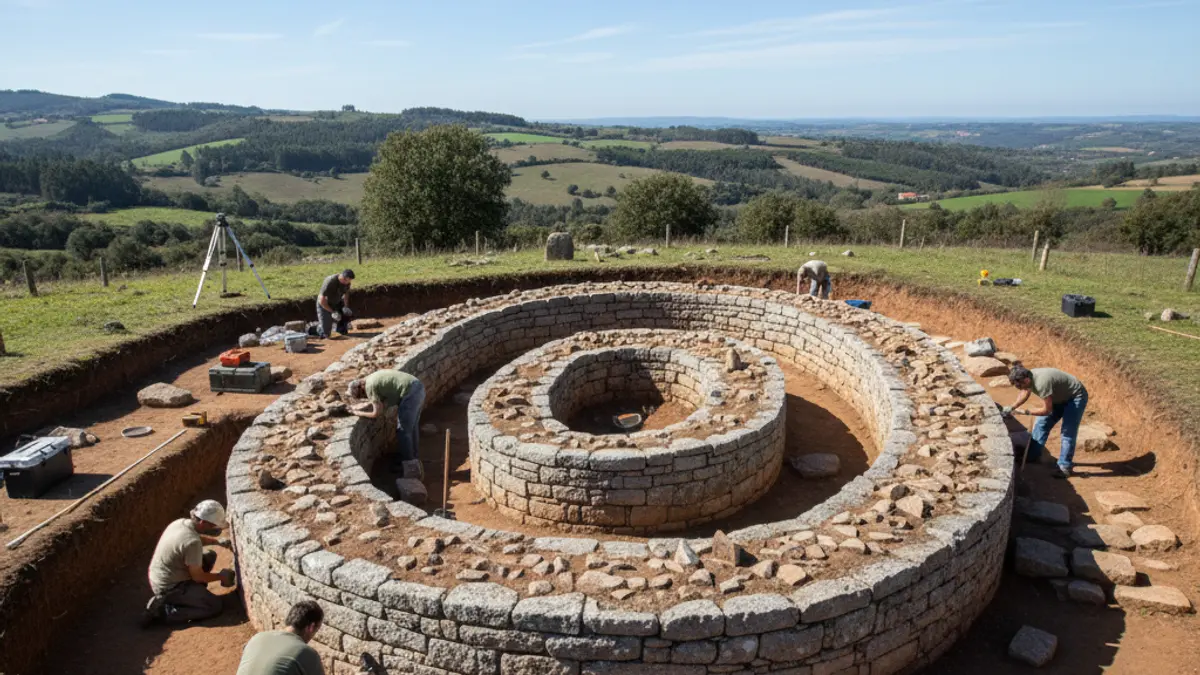Imaxe dunha escavación arqueolóxica no Castro das Barreiras de Vimianzo.