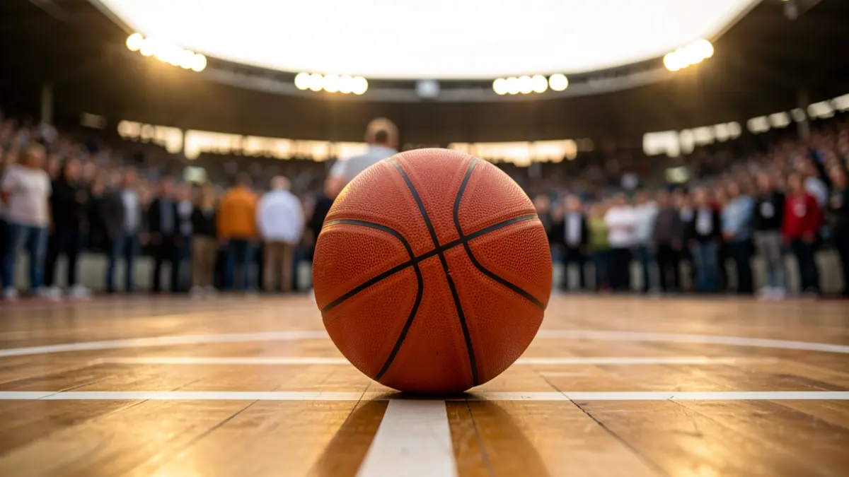 Imagen genérica de un balón de baloncesto en una cancha de madera.