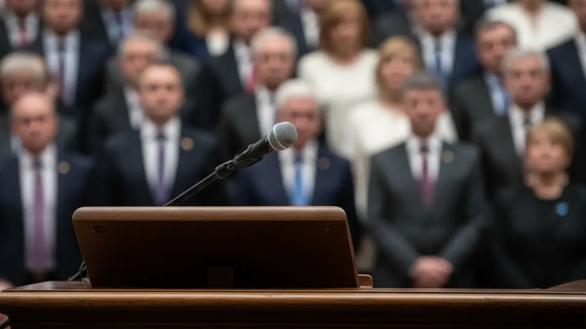 Imagen genérica de un micrófono en un podio, simbolizando una declaración política.