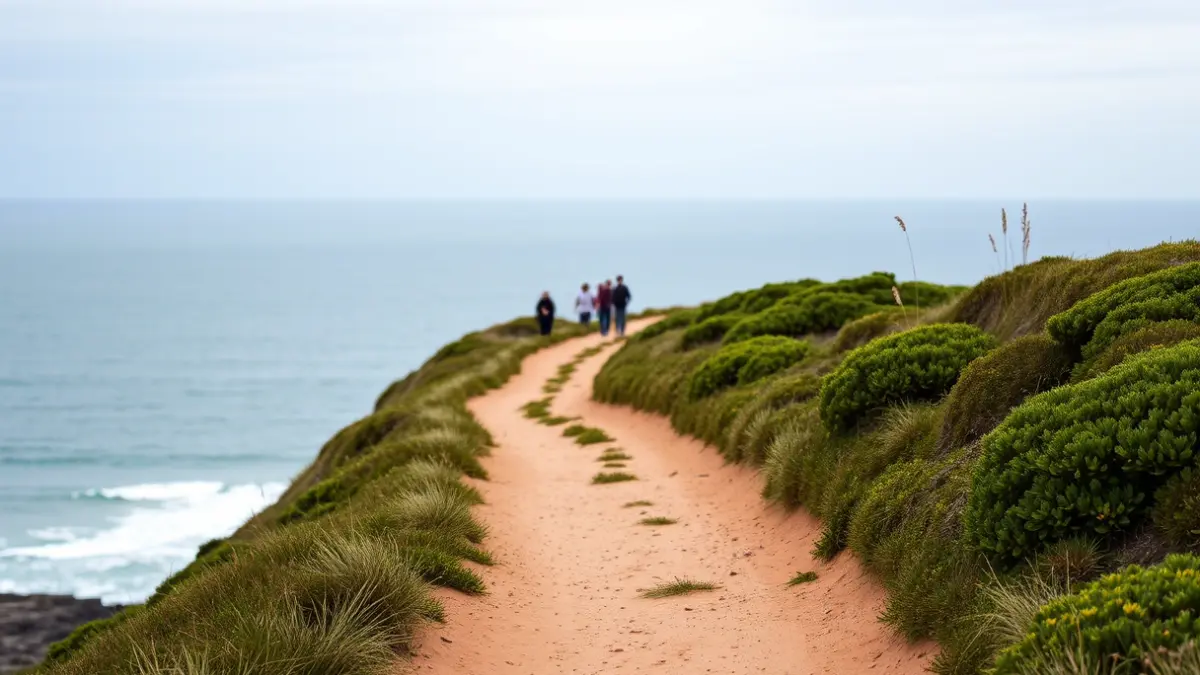 Imagen genérica de un camino costero en Galicia con el océano Atlántico de fondo.