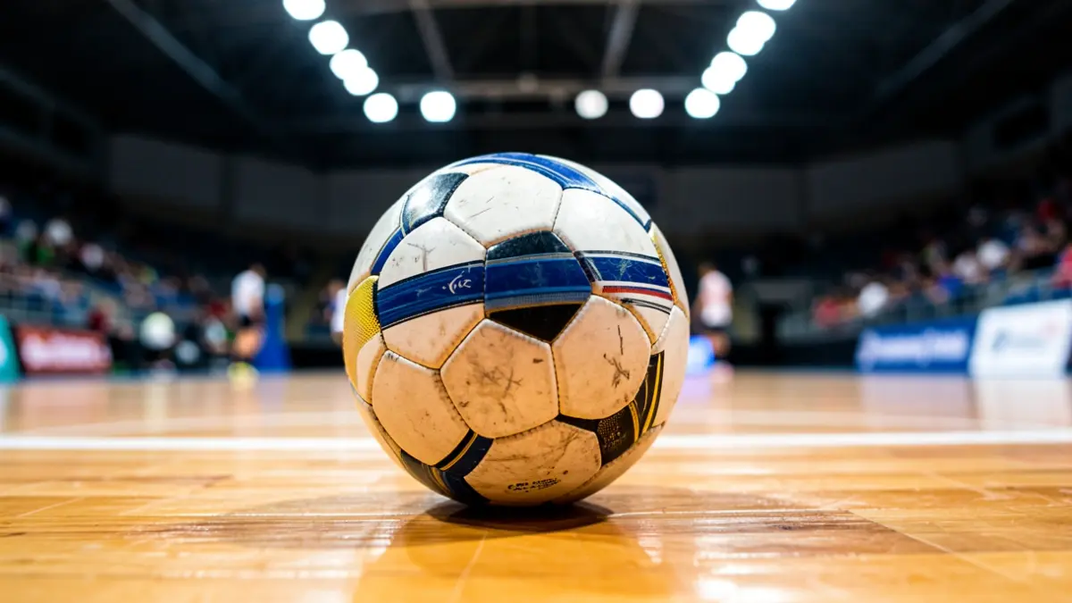Imagen genérica de un balón de balonmano sobre una pista deportiva.