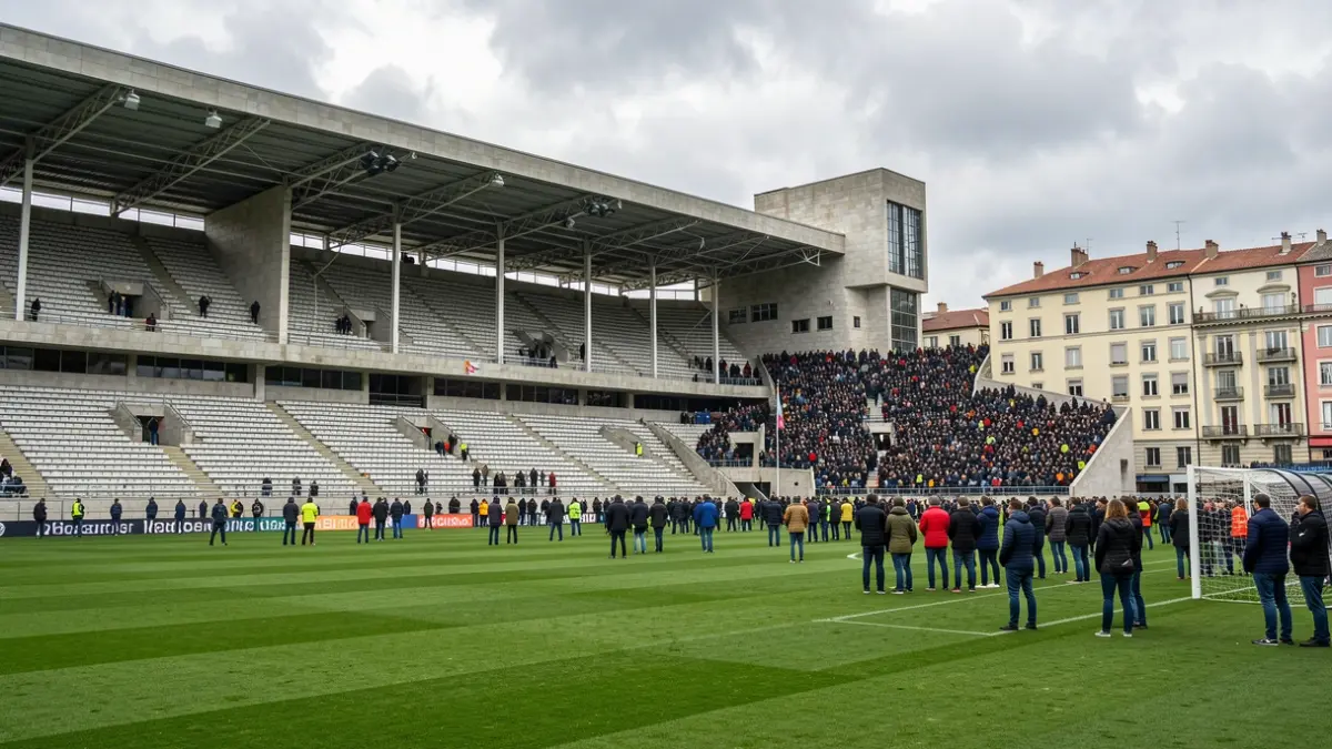 Imaxe xenérica dun estadio de fútbol baleiro en Galicia.