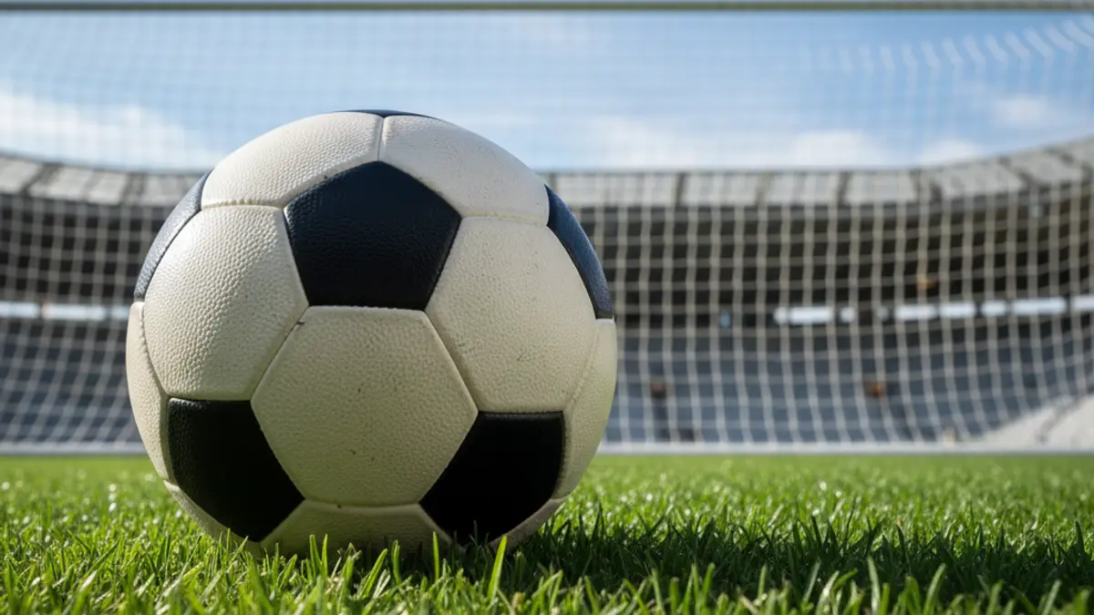 Imaxe xenérica dun balón de fútbol sobre herba verde.