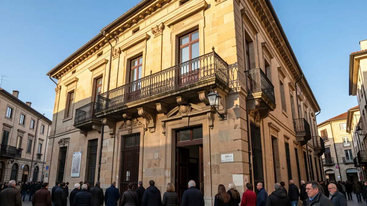 Imaxe xenérica dun concello galego de pedra con balcón ornamentado.