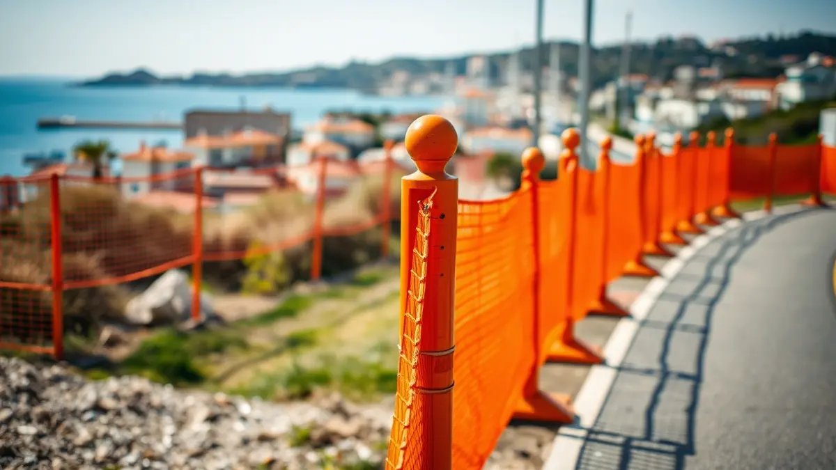 Imaxe dunha obra en construción cunha senda peonil e ciclista sen rematar.