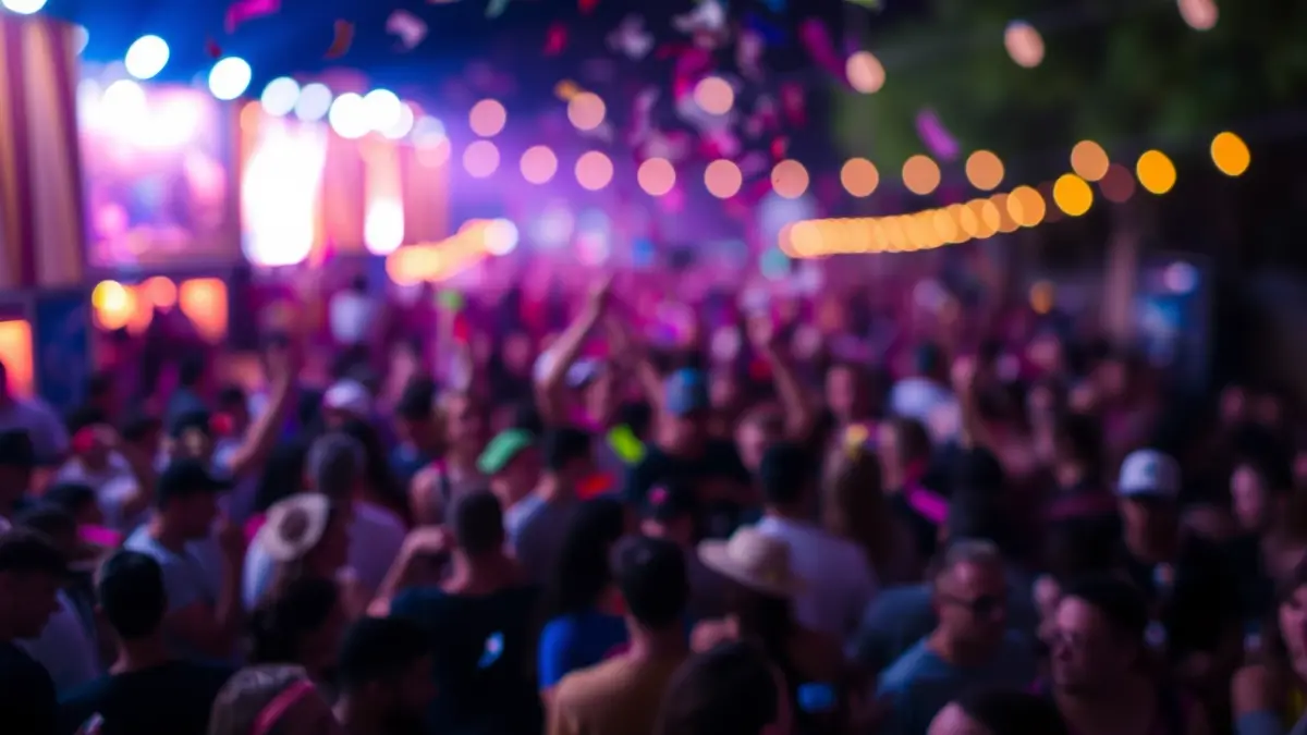 Imagen genérica de un festival cultural con luces y gente.