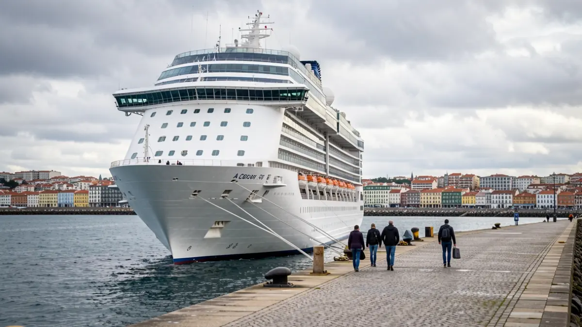 Imaxe xenérica dun cruceiro atracado no porto da Coruña.