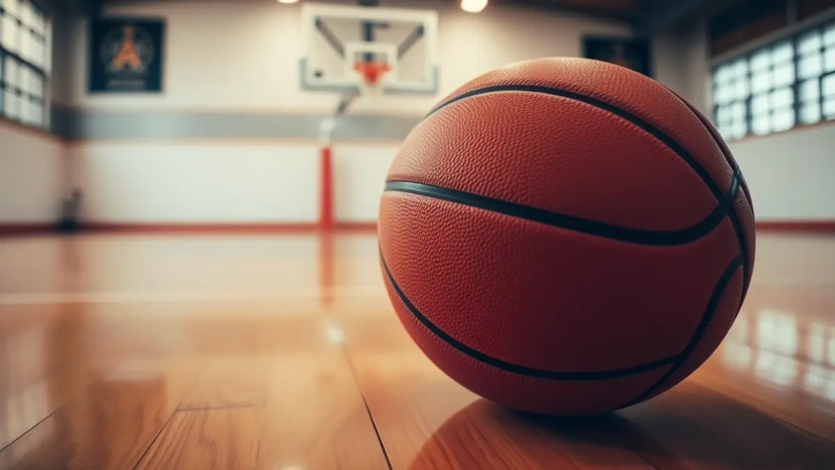 Imagen genérica de un balón de baloncesto en una cancha.