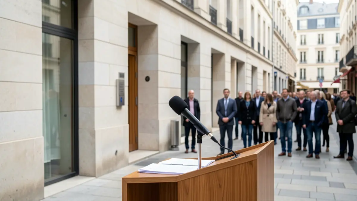 Imagen de un podio con micrófono en un acto institucional.