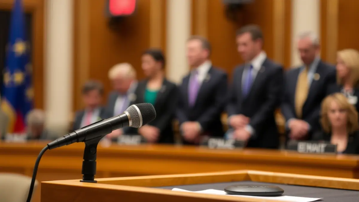 Imagen genérica de un micrófono en un atril, simbolizando un debate político o una rueda de prensa.