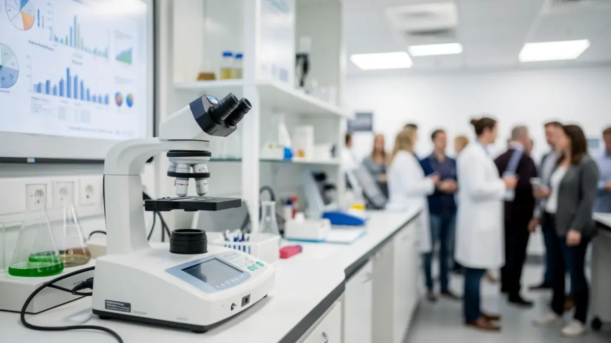 Imaxe xenérica de equipamento de investigación médica nun laboratorio moderno.