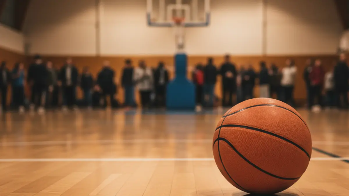 Imagen genérica de un balón de baloncesto en una cancha.