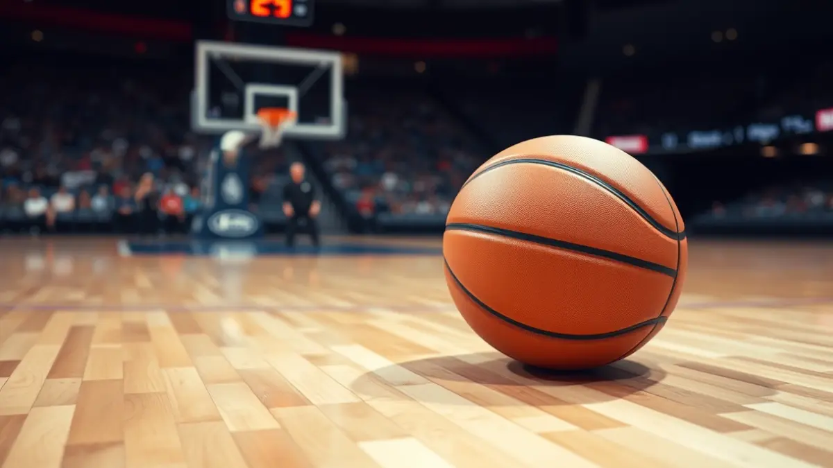 Imagen genérica de un balón de baloncesto en una cancha.