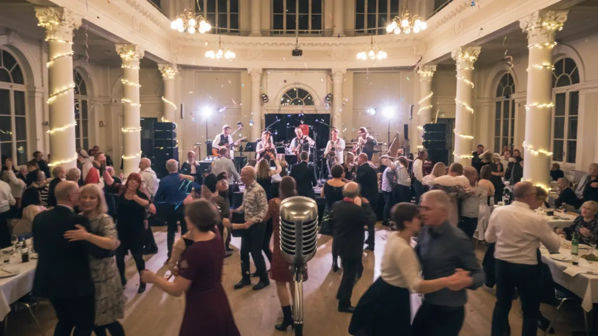 Imaxe xenérica dunha celebración comunitaria con música e baile.