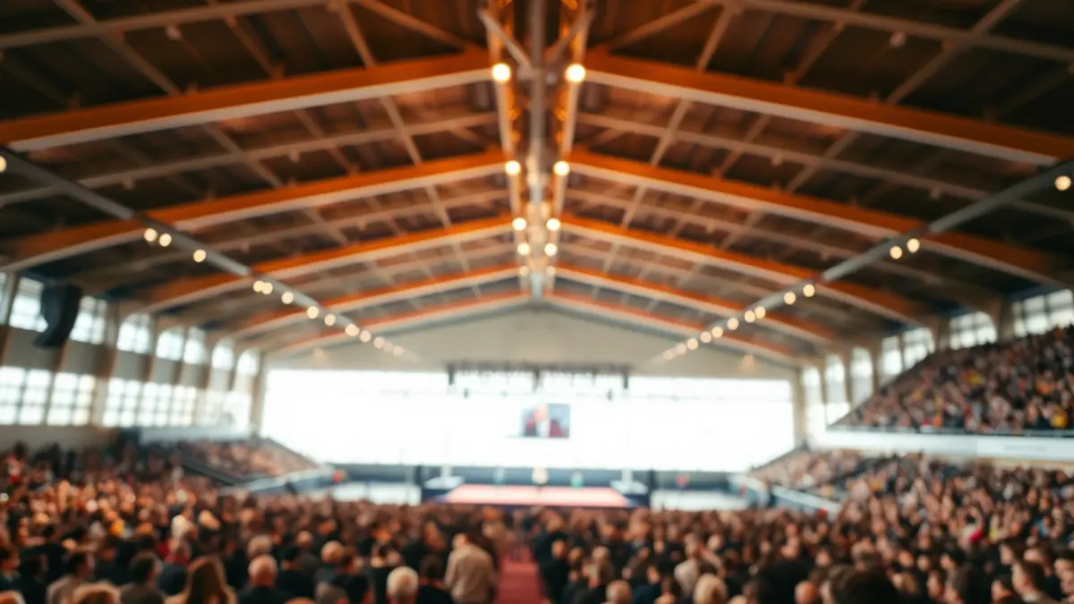 Imagen genérica de un evento político multitudinario en un pabellón.