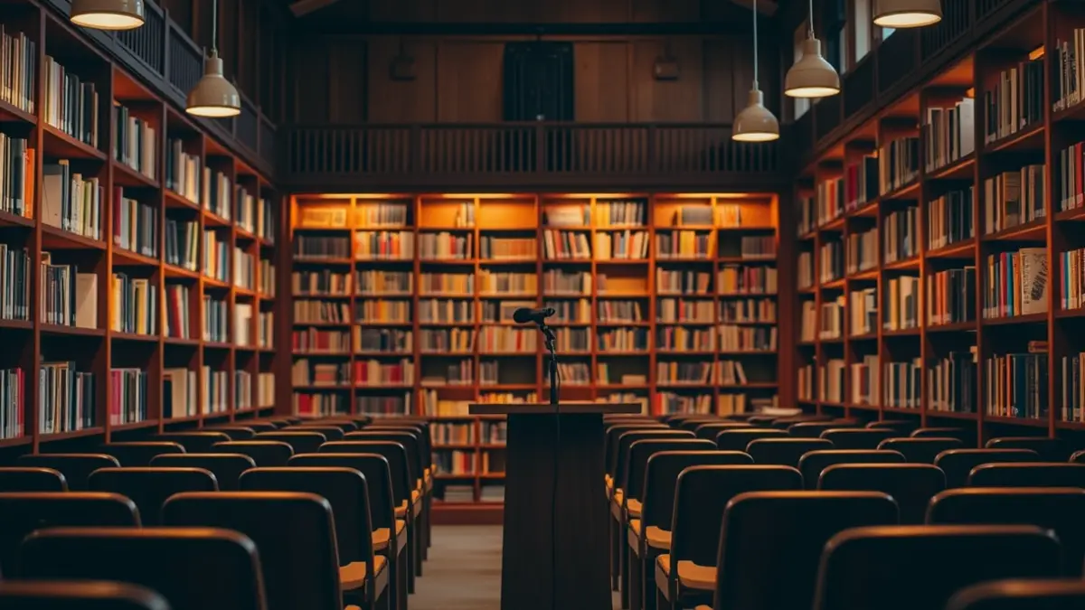 Imagen genérica de una sala de presentaciones o biblioteca.