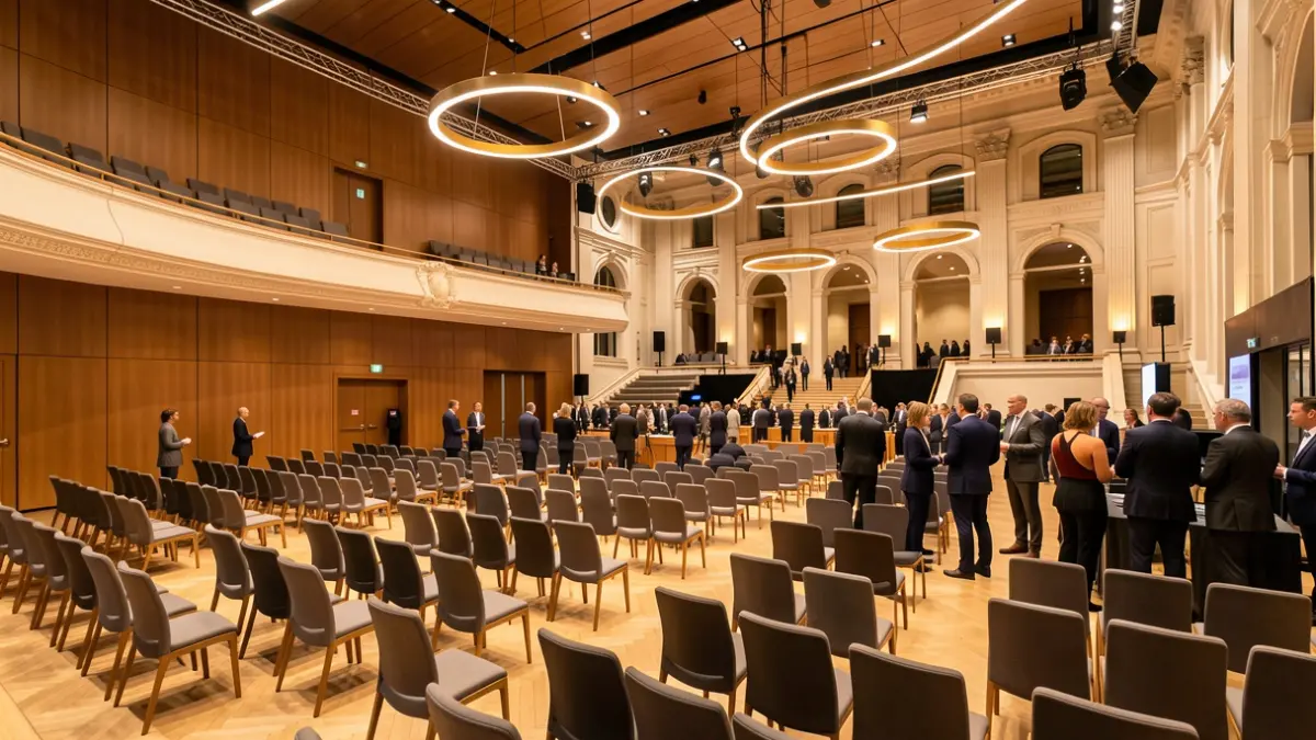 Imaxe xenérica dun espazo de eventos moderno e renovado nun edificio emblemático.