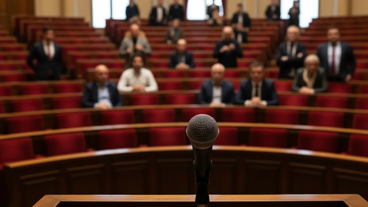Imagen genérica de un micrófono en una sala de prensa municipal.