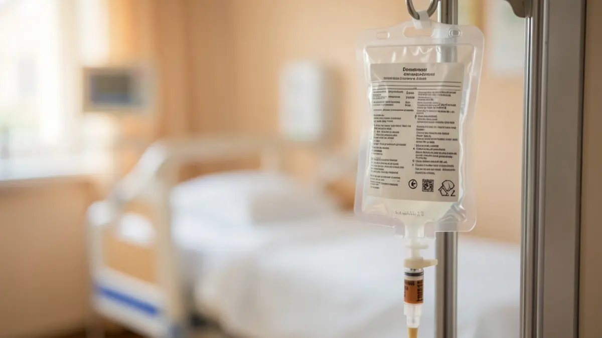 Imaxe xenérica dunha bolsa de medicación nun hospital.