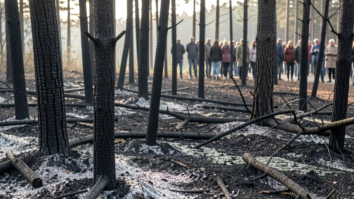Imaxe dunha zona forestal afectada por un incendio en Galicia.