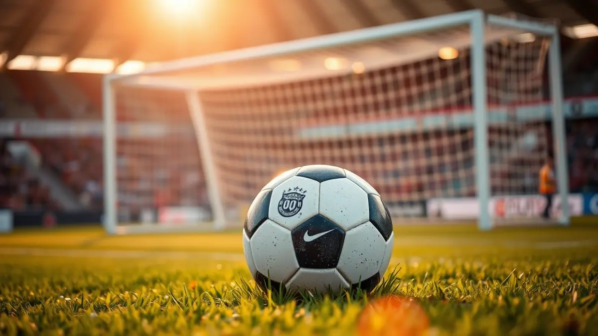 Imaxe xenérica dun balón de fútbol sobre o céspede dun campo.