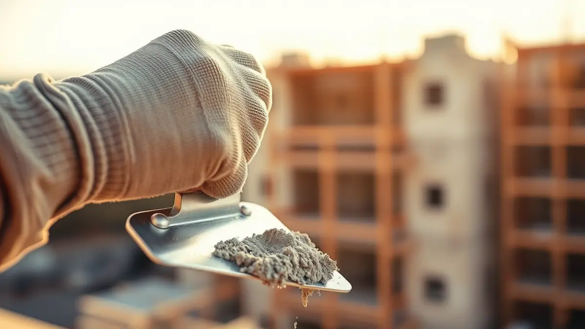Imagen genérica de manos de un trabajador de la construcción con una paleta.