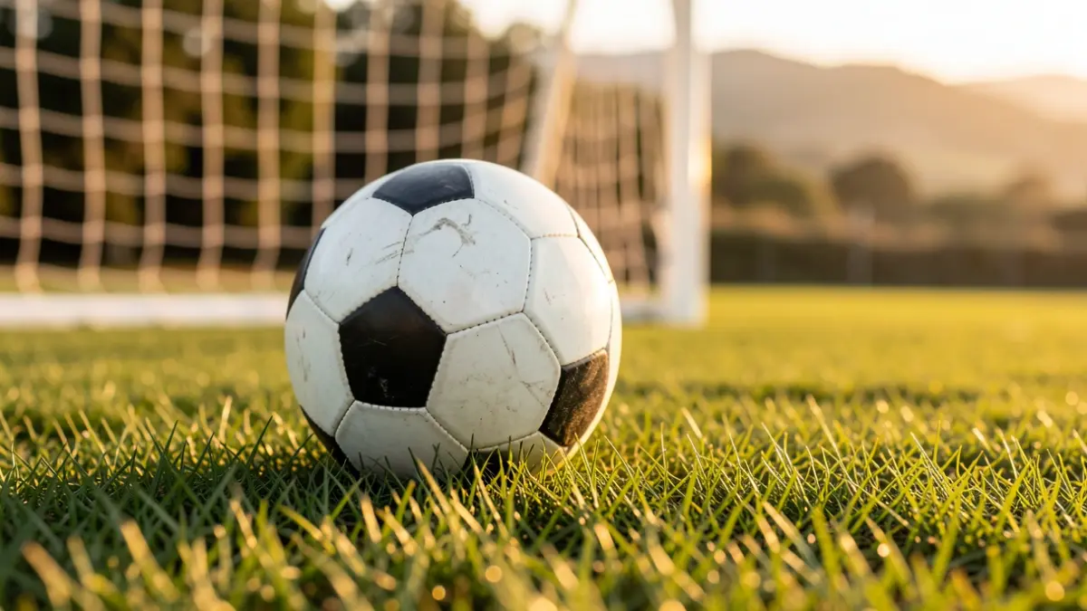 Imaxe xenérica dun balón de fútbol sobre herba
