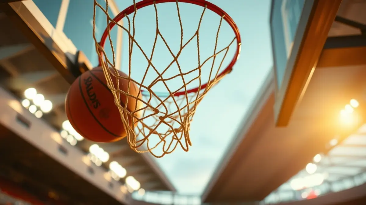 Imagen genérica de una canasta de baloncesto con el balón pasando por la red.
