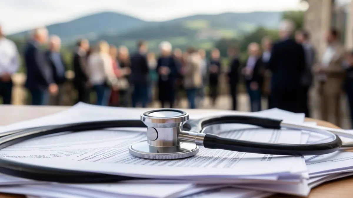 Imagen genérica de un estetoscopio sobre documentos médicos.