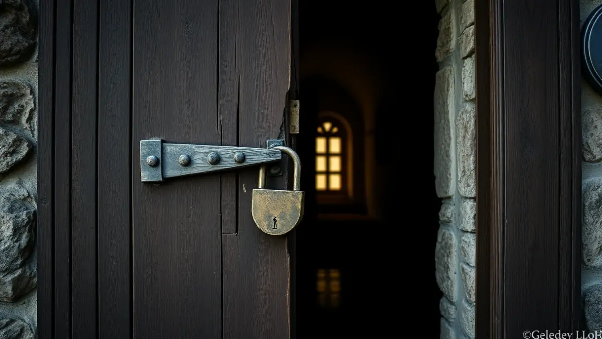 Imaxe dunha porta de igrexa danada tras un roubo.