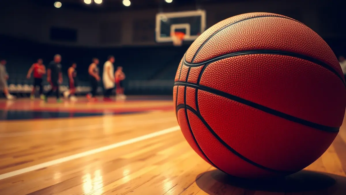 Imagen genérica de un balón de baloncesto en una cancha.