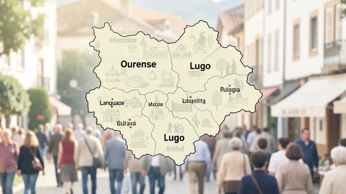 Mapa de Galicia destacando as provincias de Ourense e Lugo.