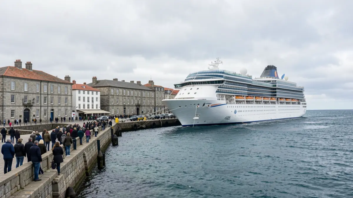 Imaxe xenérica dun cruceiro atracado no porto da Coruña.