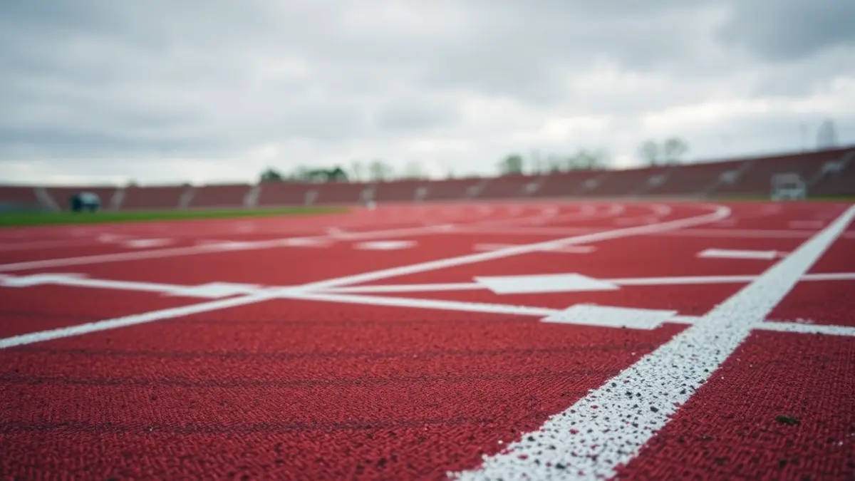 Imagen genérica de una pista de atletismo de tartán rojo.