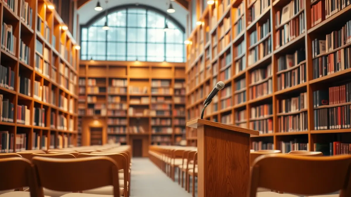 Imagen genérica de una sala de presentaciones o biblioteca.