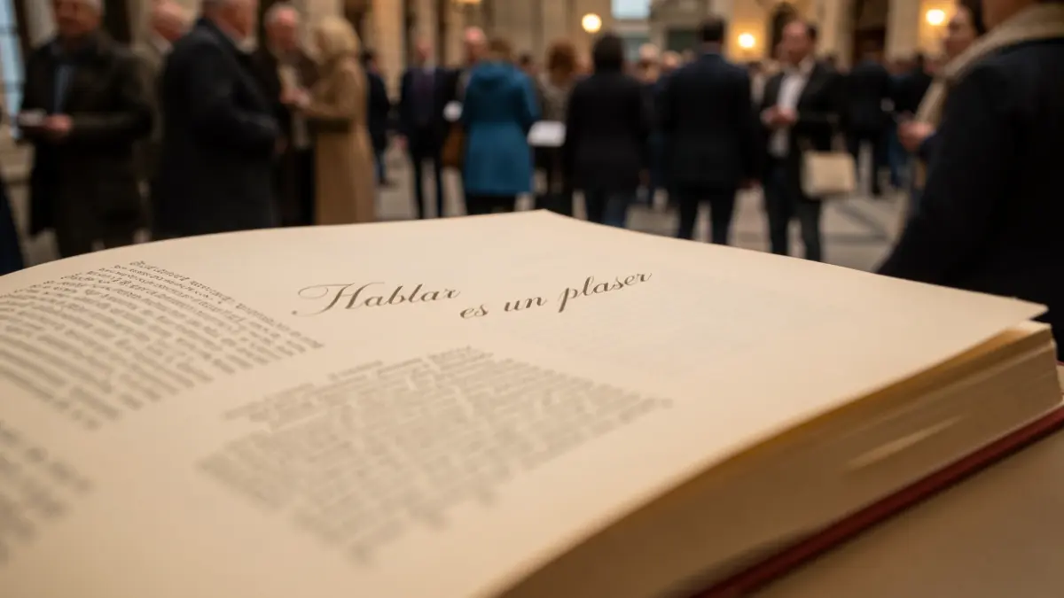Primeira plana dun libro aberto co título 'Hablar es un placer'.