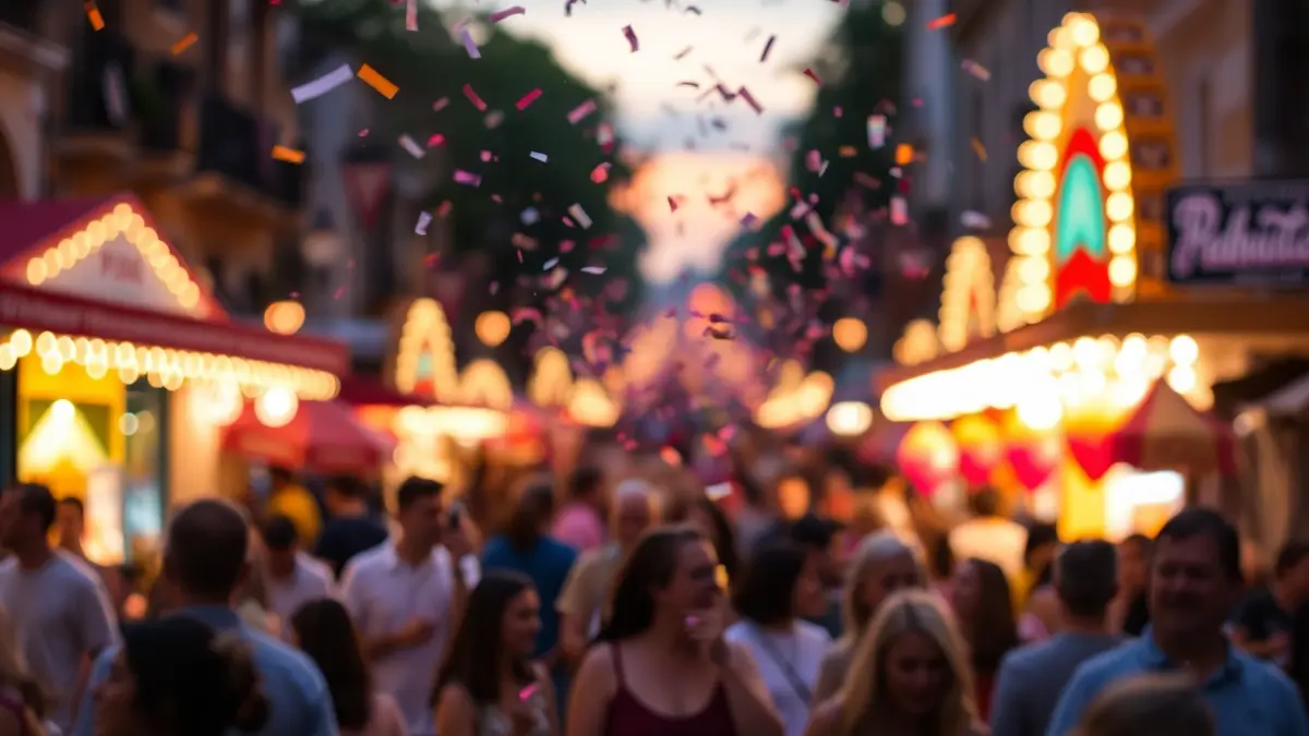 Imagen genérica de una fiesta popular con luces y gente.