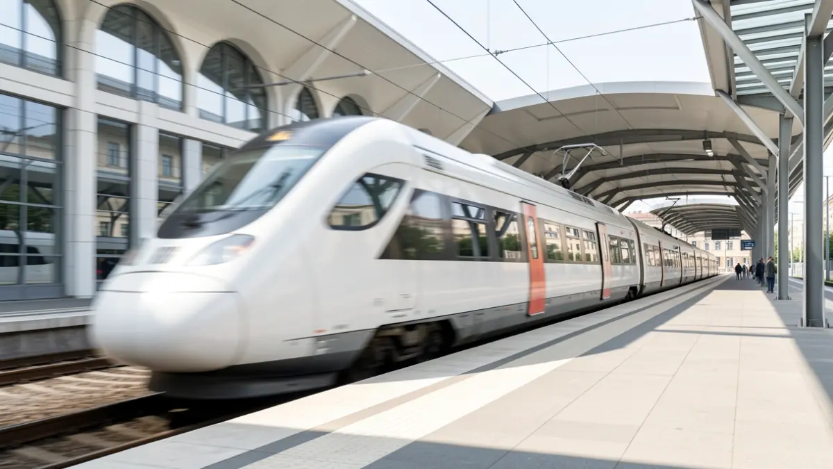 Imaxe xenérica dun tren de alta velocidade nunha estación.