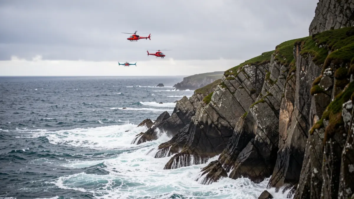 Imagen genérica de rescate marítimo en Galicia con un helicóptero.