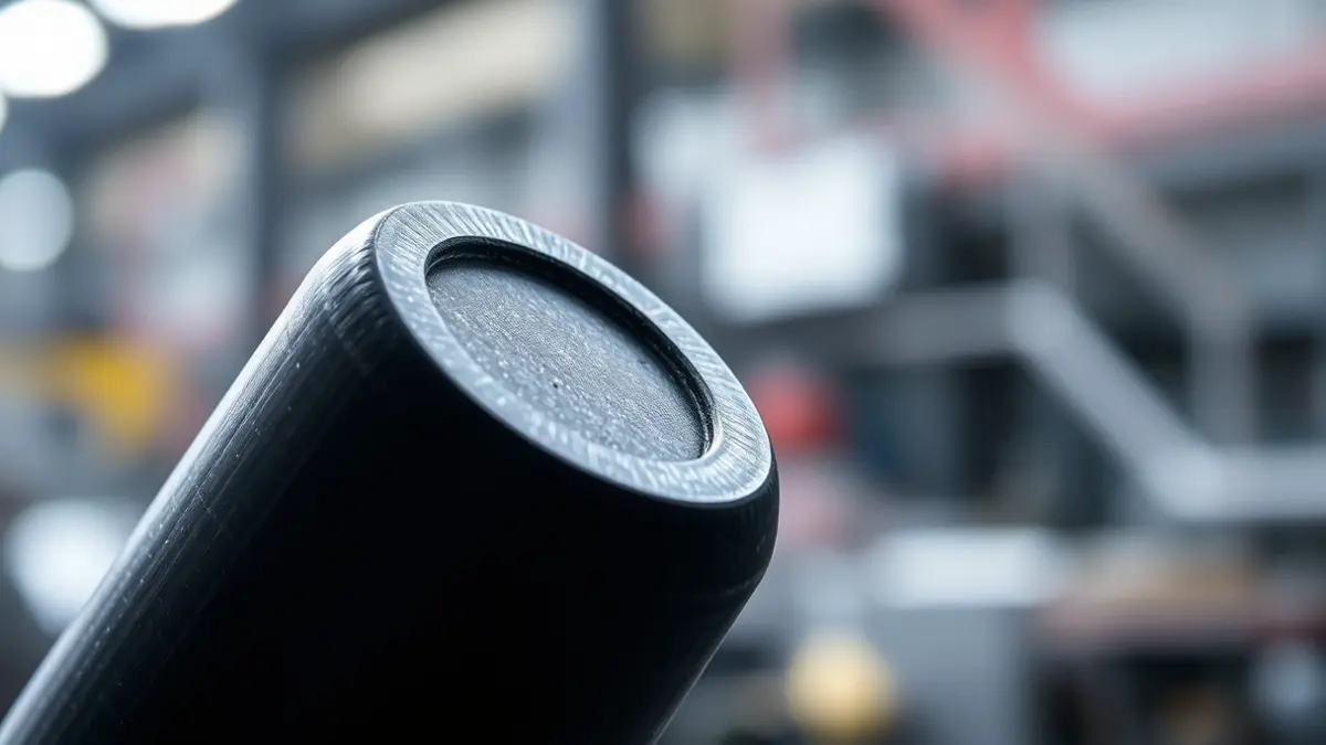 Imaxe xenérica dun electrodo de grafito, produto estratéxico para a industria.