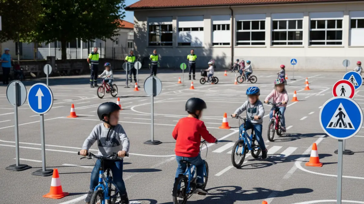 Imagen genérica de un circuito de educación vial en un patio escolar.