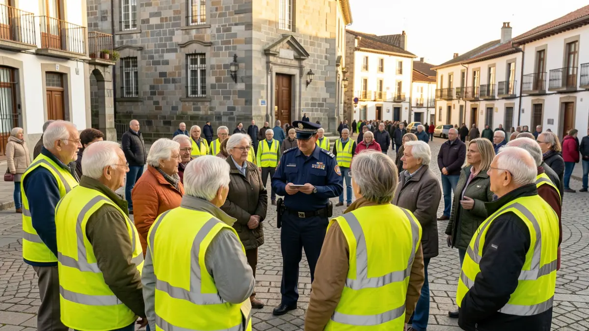 Imagen genérica de personas mayores recibiendo instrucciones de seguridad vial.