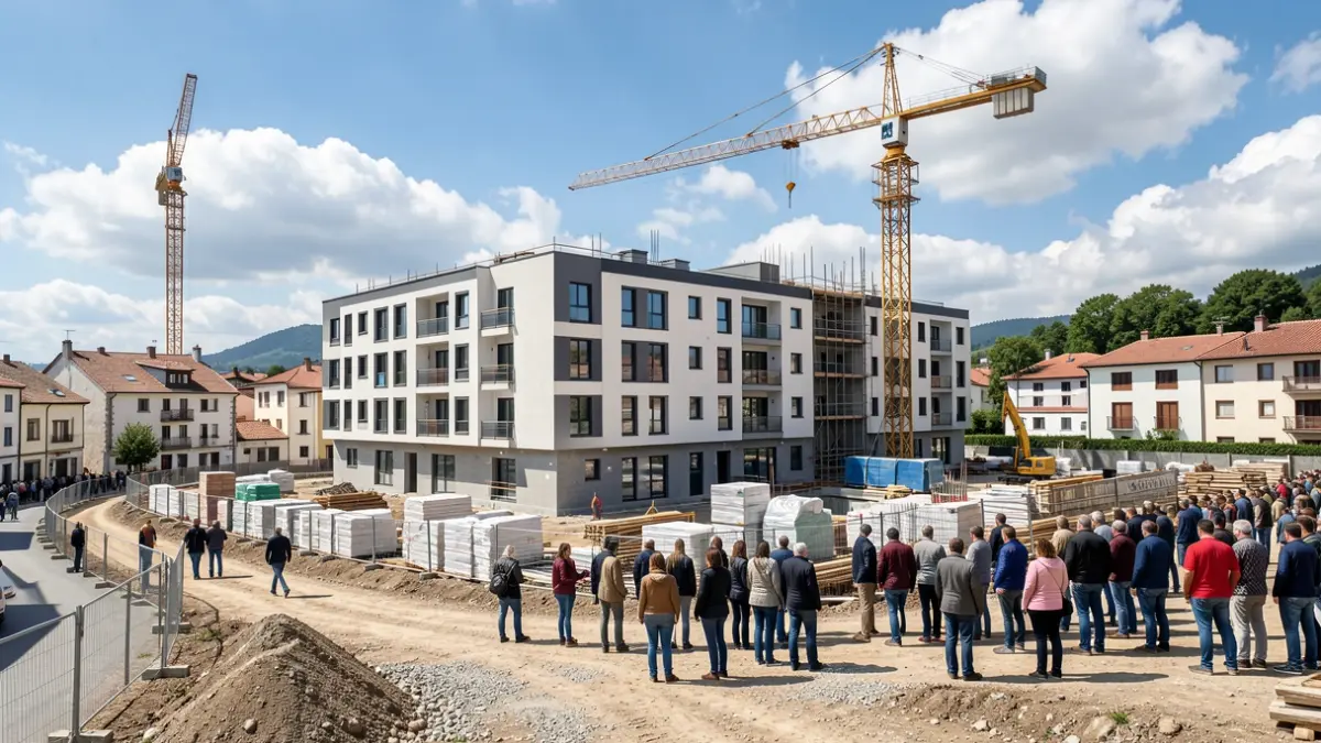 Imagen genérica de obras de un edificio de viviendas públicas en Galicia.