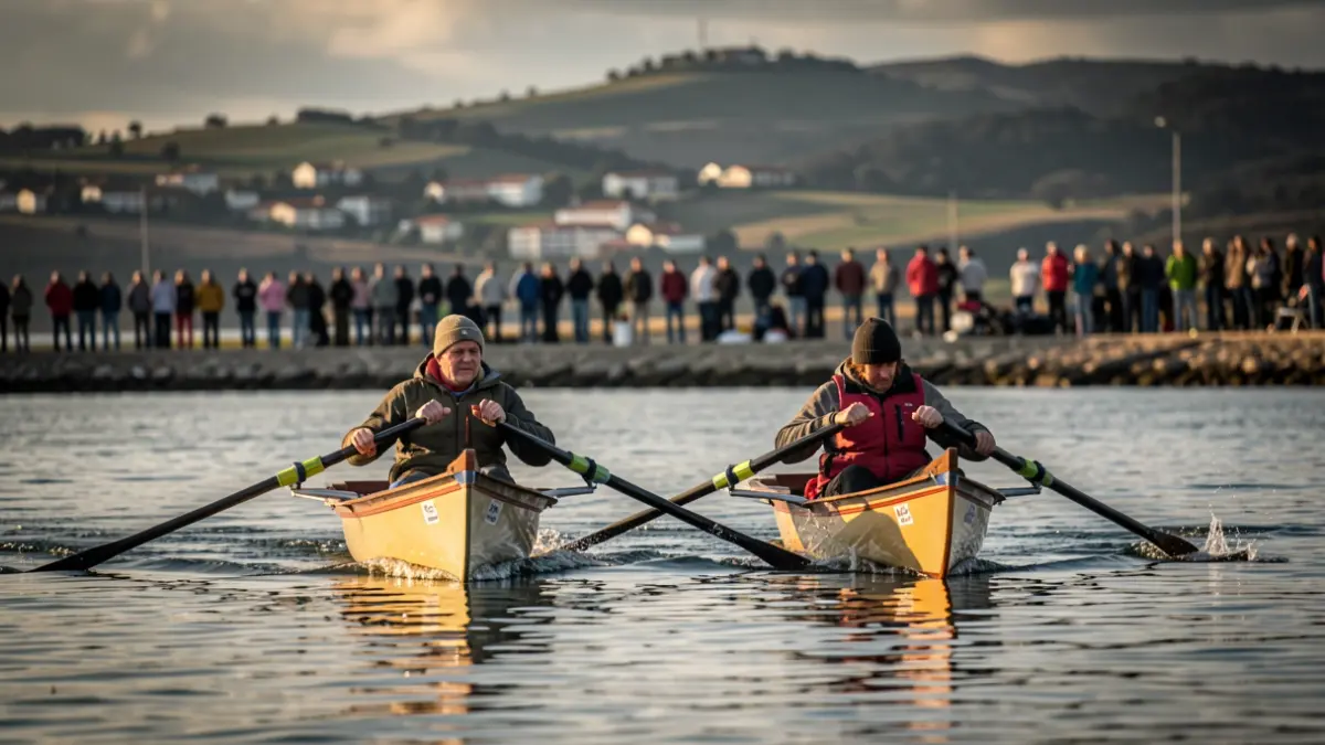 Imagen genérica de dos traineras en una regata muy igualada.