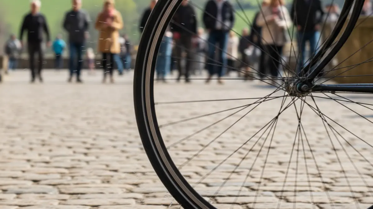 Imagen genérica de una rueda de bicicleta en movimiento.