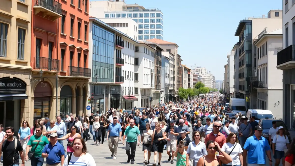Imaxe xenérica dunha rúa con xente en Vigo.