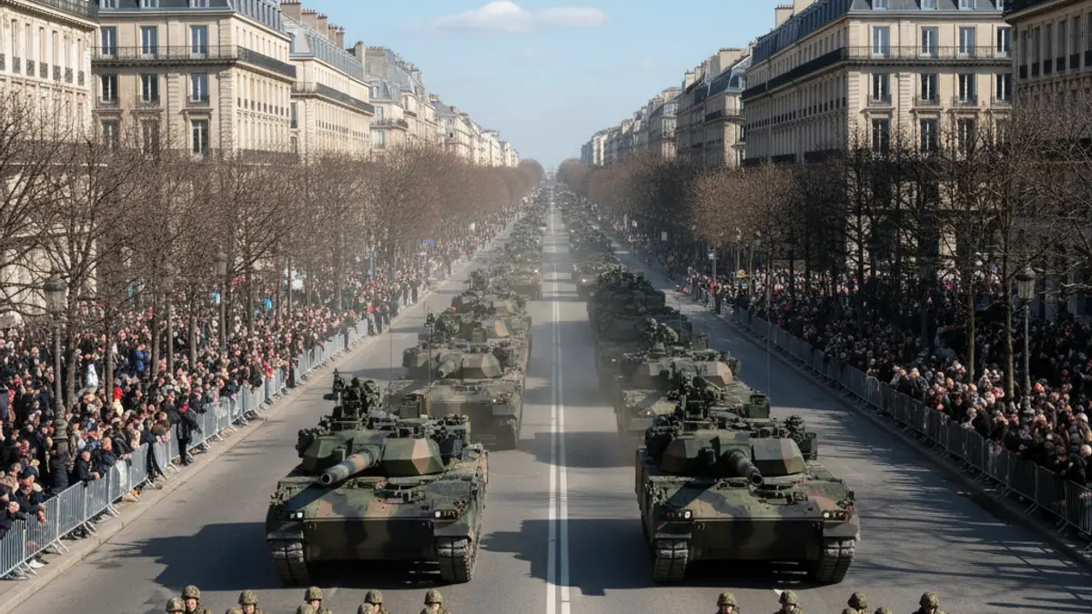 Imagen de un desfile militar en la avenida de Samil, en Vigo.