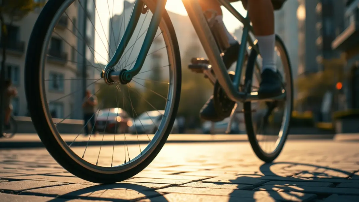 Imagen genérica de una bicicleta en movimiento en una calle urbana.