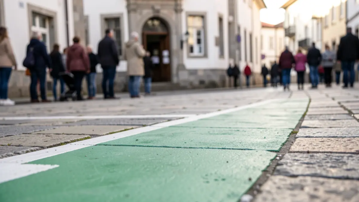 Imaxe dunha praza de aparcamento pintada de verde nunha rúa de Vilalba.
