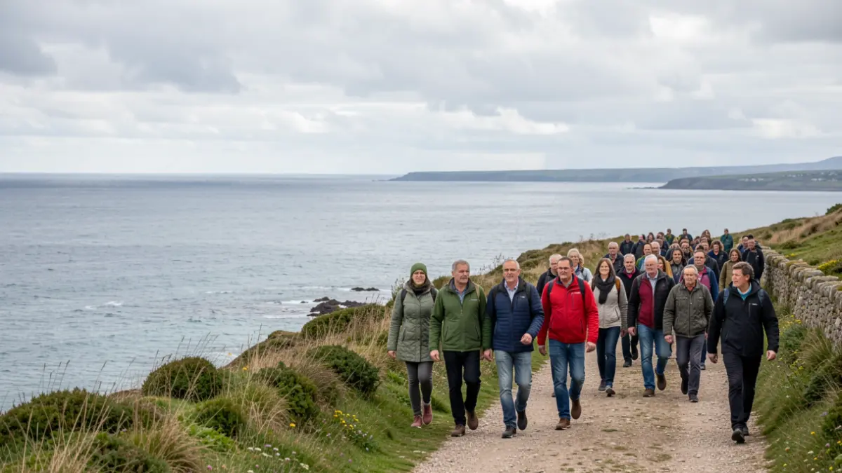 Imagen genérica de personas caminando en una andaina solidaria en Galicia.